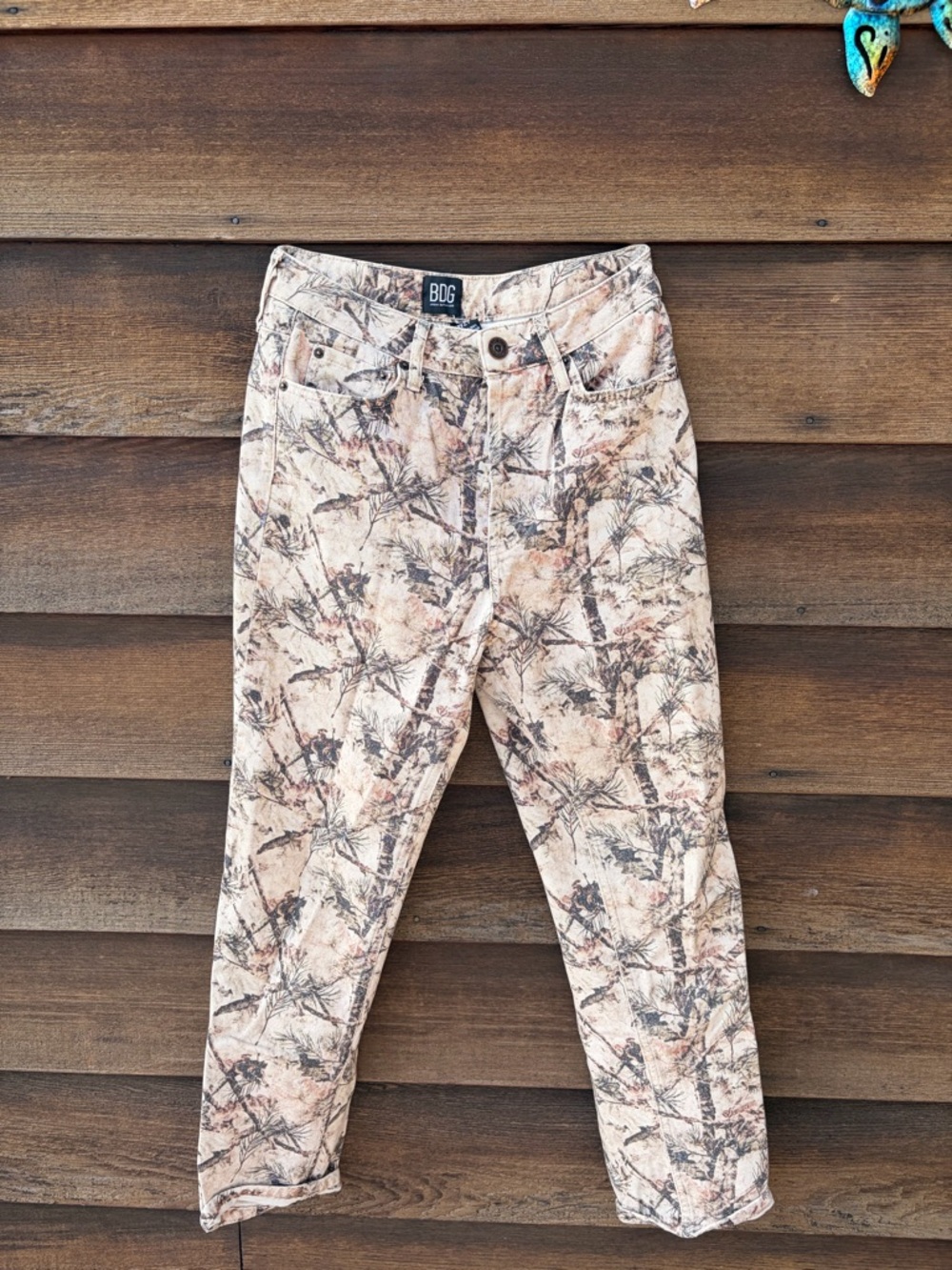 BDG Beige & Brown Nature-Print Slim Straight Jeans